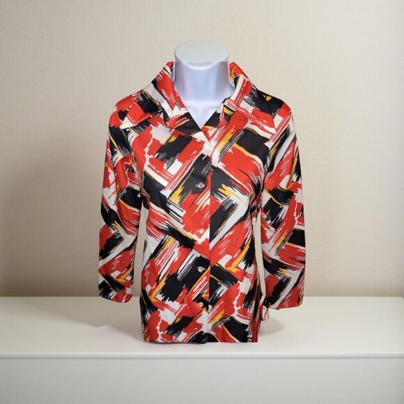 Women’s Vintage Montgomery Ward Polyester Wide Collar Button Up Shirt B1 - Picture 1 of 5